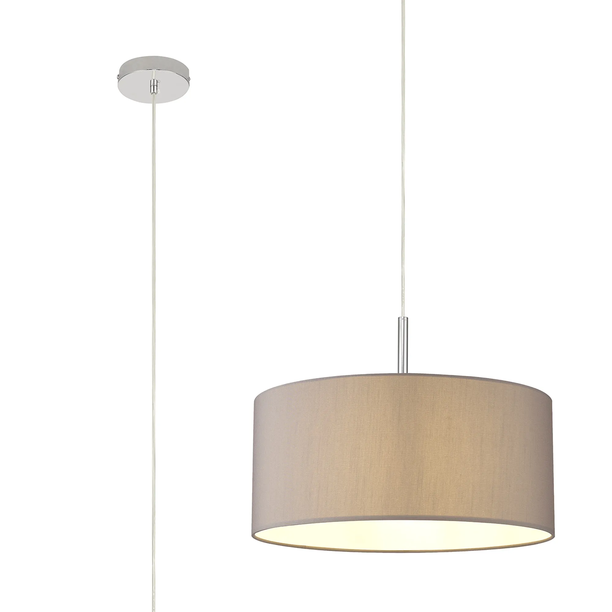 DK0134  Baymont 40cm Pendant 1 Light Polished Chrome; Grey